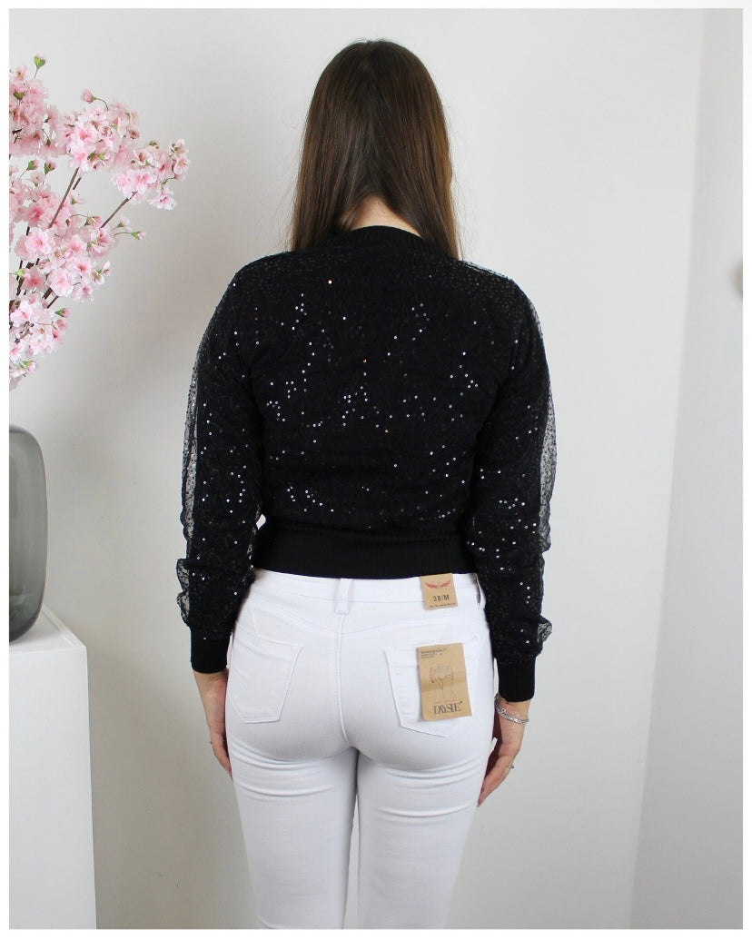 Kayleigh glittersweater zwart