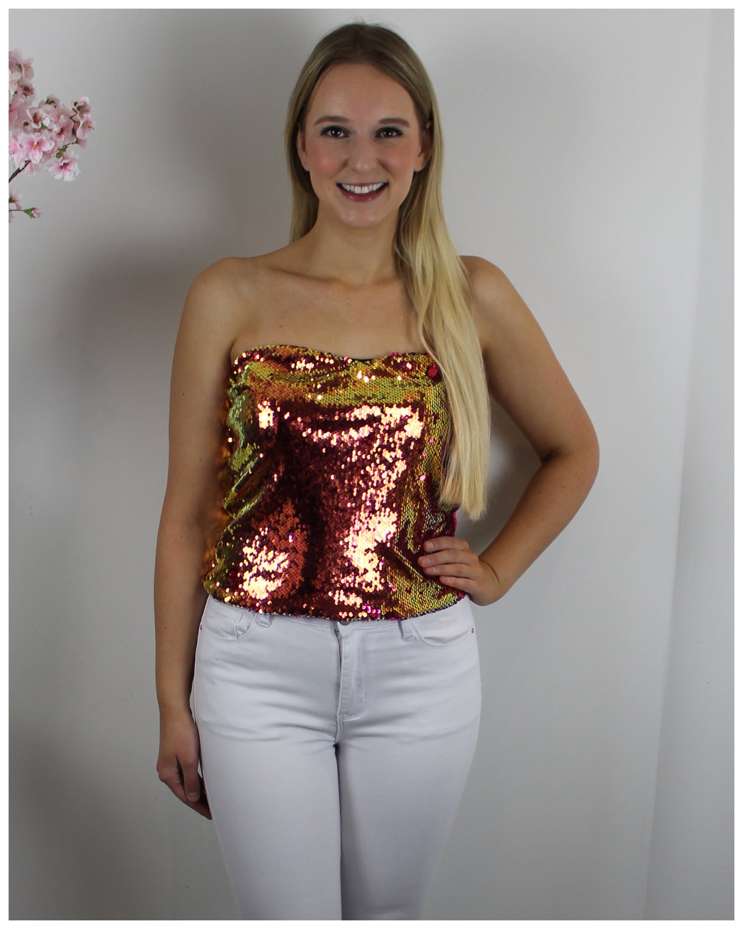 Lynn glitter top koraal