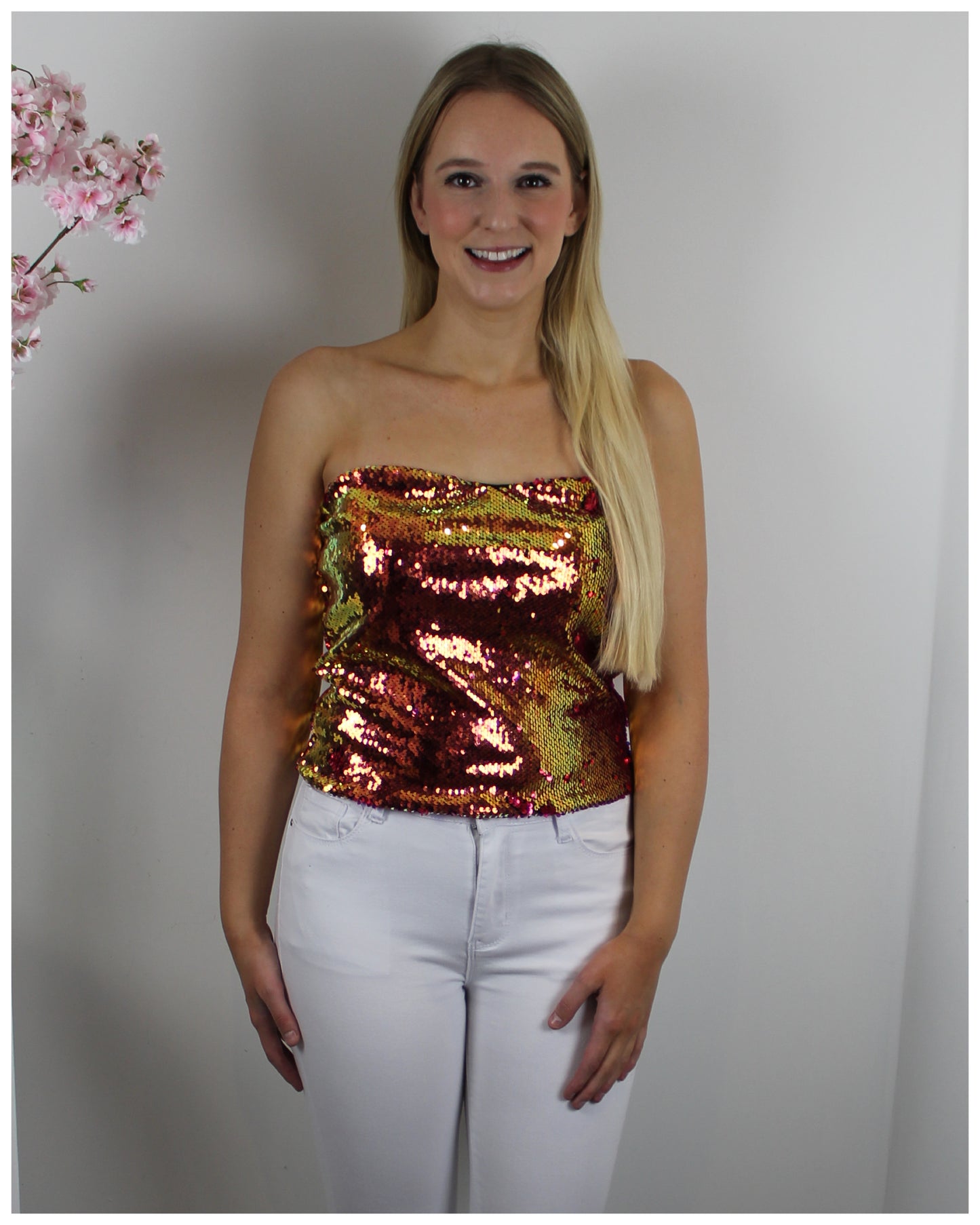 Lynn glitter top koraal