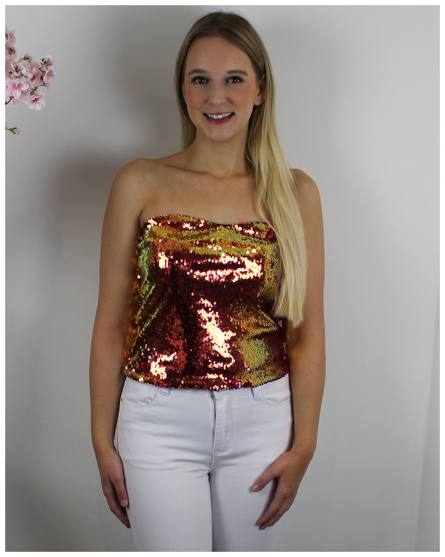 Lynn glitter top koraal